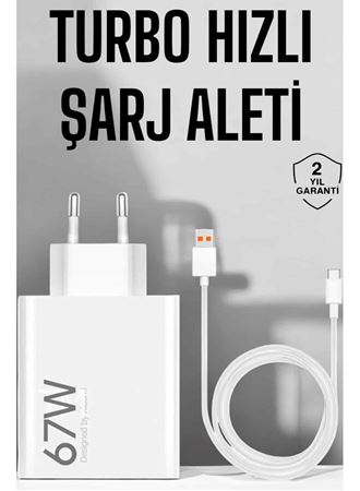 Şarj Aleti 67W Hızlı Şarj Turbo Type-C Uyumlu Şarj Adaptörü Kablosu