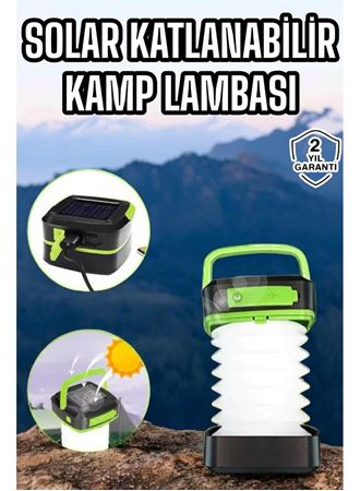 Güneş Enerjili Led Lamba Kamp Lambası Katlanabilir Lamba USB Şarjlı