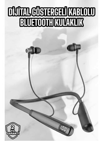Dijital Göstergeli Kulak İçi Kablosuz Bluetooth Kulaklık Boyun Bantlı