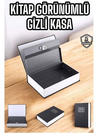 Gizli Kasa İngilizce Sözlüğü Kitap Görünümlü Anahtarlı Gizli Mini Çelik Kasa Kilitli