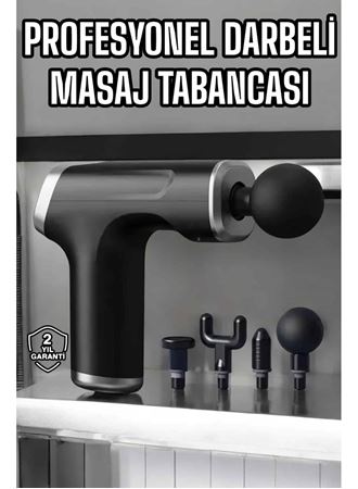 Masaj Tabancası 4 Başlıklı Kas ve Vücut Ağrıları İçin Şarjlı Darbeli