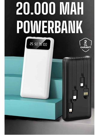 Powerbank 20.000 Mah Dijital Göstergeli LCD Ekran Uzun Pil Ömrü