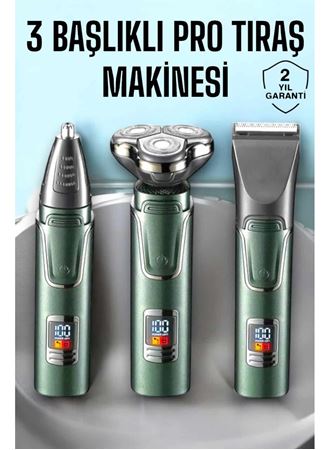 3 Başlıklı Profesyonel Saç ve Sakal Bakım Seti Vücut, Burun ve Kulak Tüy Alma