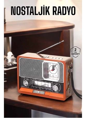Ahşap Görünümlü Retro Bluetooth Radyo USB,AUX Ve SD Kart Girişli