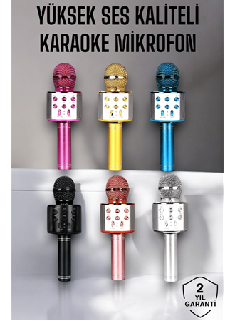 Kablosuz Bluetooth Karaoke Mikrofon USB ve AUX Girişli, Yüksek Ses Kalitesi