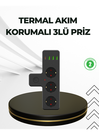 Masa Üstü Çoklu Priz USB ve Type-C Çıkışlı Güç Dağıtıcı