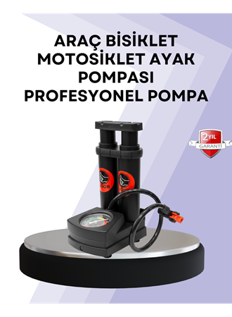 Basınç Saatli Ayak Pompası Bisiklet ve Araç Uyumlu