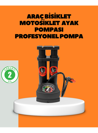 Ayaklı Bisiklet Pompası Basınç Göstergeli Çok Amaçlı