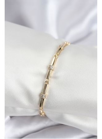 Pirinç VIP Seri Gold Renk Parçalı Model Zirkon Taşlı Kadın Bileklik