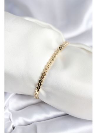 Pirinç Gold Renk Yassı Zincir Model Kadın Bileklik