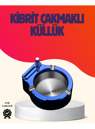 Yuvarlak Metal Küllük Çakmak Entegreli Dayanıklı Yapı