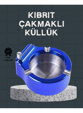 Masa Üstü Çakmaklı Küllük Paslanmaz Metal Gövde