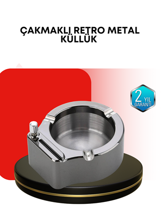 Paslanmaz Çakmaklı Küllük Modern Masa Üstü Aksesuar