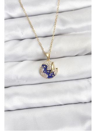 316L Çelik Zincir Gold Renk Gece Model Zirkon Taşlı Kadın Kolye