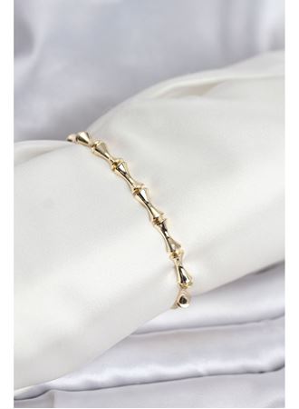 Pirinç Gold Renk VIP Seri Kemik Model Zirkon Taşlı Kadın Bileklik