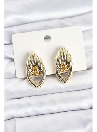 Pirinç Gold Renk Sarmal Damla Model Vintage Kadın Küpe