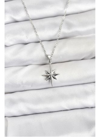 316L Çelik Zincir Gümüş Renk Kutup Yıldızı Model Kadın Kolye