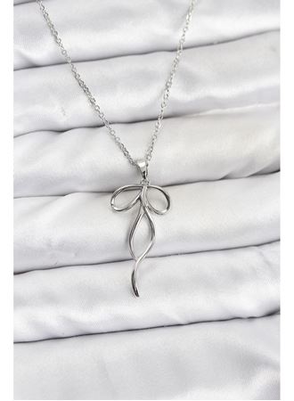 316L Çelik Zincir Gümüş Renk Fiyonk Model Kadın Kolye