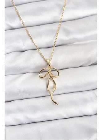316L Çelik Zincir Gold Renk Fiyonk Model Kadın Kolye