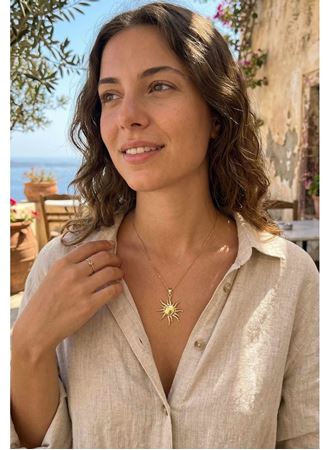 316L Çelik Zincir Gold Renk Güneş Model Kadın Kolye