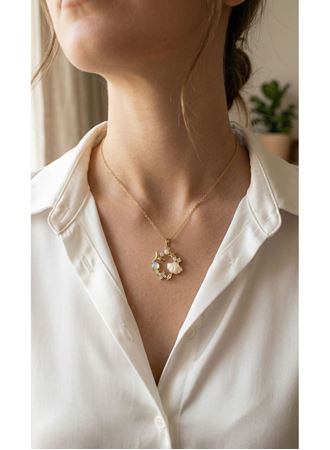 316L Çelik Zincir Gold Renk Deniz Tema Model Zirkon Taşlı Kadın Kolye