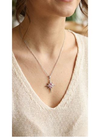 316L Çelik Gümüş Renk Zirkon Taşlı Kutup Yıldızı Model Kadın Kolye