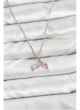 316L Çelik Zincir Gümüş Renk Balık Kuyruğu Model Zirkon Taşlı Kadın Kolye