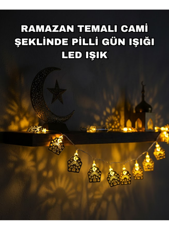 Pilli Ramazan ve Bayram LED Işık Zinciri Cami Temalı Dekoratif