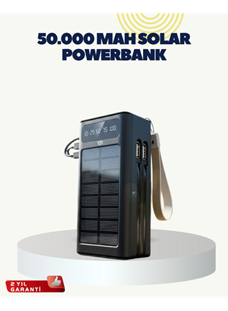 LED Aydınlatmalı Güneş Panelli Powerbank Seyahat ve Kamp İçin