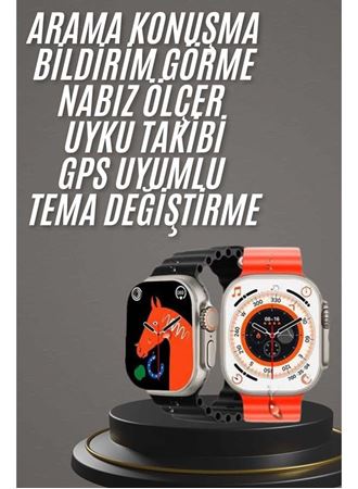 Yeni Model Akıllı Saat Ultra Smart Watch Gümüş Kasa 45mm Titreşim