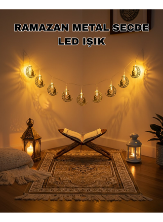 Ay ve Secde Tasarımlı Sıcak Beyaz LED Ramazan Işığı