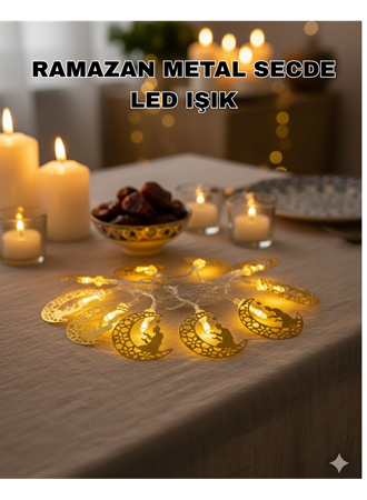 Secde Eden Adam Figürlü Ay Tasarımlı Ramazan LED Işık