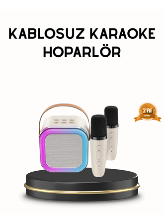 Bluetooth Karaoke Hoparlör Renkli LED Işıklı ve Type-C Şarjlı