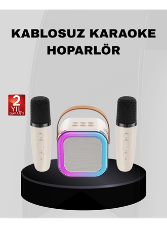 Taşınabilir Karaoke Hoparlör Bluetooth 5.0 ve Çift Mikrofonlu