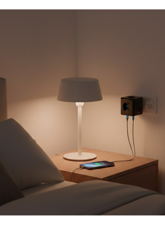 Akım Korumalı Priz Çoklu USB Girişli Güvenli Enerji Yönetimi