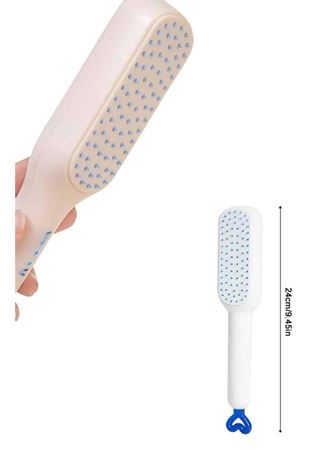 Kendi Kendini Temizleyen Otomatik Tuşlu Saç Tarağı Dolaşık Açıcı Masaj Fırçası Silikon Fırça