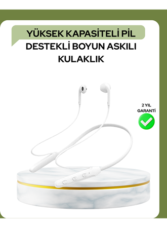 100 Saat Pil Ömrü Boyun Askılı Bluetooth Kablosuz Kulaklık