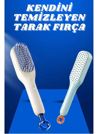 Kendi Kendini Temizleyen Otomatik Tuşlu Saç Tarağı Dolaşık Açıcı Masaj Fırçası Silikon Fırça