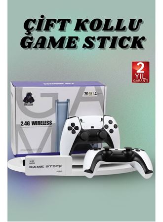 Çift Oyun Kollu 4K HD Ekran Nostaljik 20.000 Oyunlu Beyaz Game Stick