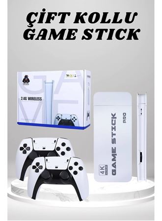 4K HD Görüntü Kaliteli Retro Game Stick 20000 Oyunlu Çift Kollu Beyaz Game Stick