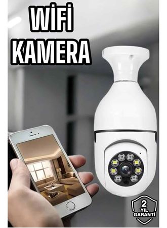 Ampul Görünümlü Güvenlik Kamerası Duylu Wifi Kamerası Dönebilen
