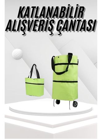 Katlanabilir Tekerlekli Pazar Market Çarşı Arabası Market Alışveriş Çantası