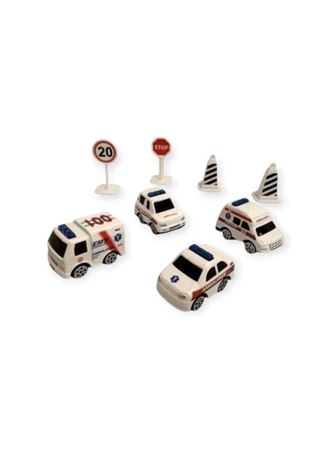 İş Makinaları 8 Parça Araç Seti - Ambulans Seti