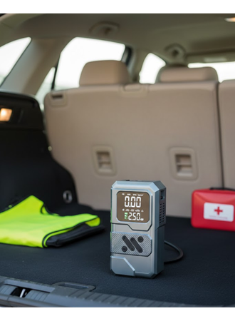 12.000 mAh Akü Takviye Destekli LED Işıklı Araç Kompresörü