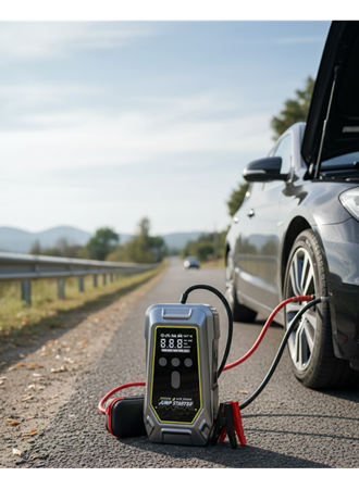 Acil Durum LED Işıklı Akü Takviye ve Hava Kompresörü