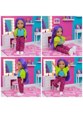 Ankiki Moda İkonu Bebek Figür 13 cm - Mor Saçlı Hip-Hop Rüzgarı