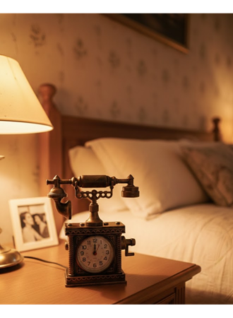 ZN8808B TELEFON ŞEKLİNDE ÇALAR SAAT BRONZ