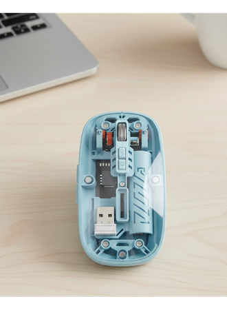 Bluetooth 5.2 ve 2.4G USB Kablosuz Mouse Pilli Mavi Tasarım
