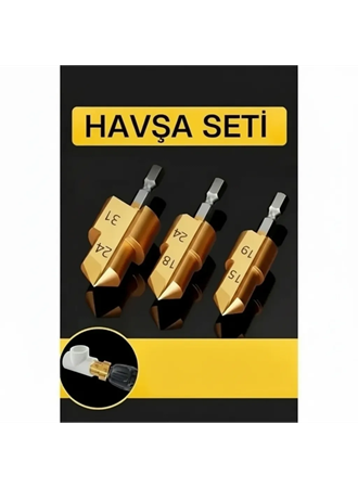 Plastik Boru Kalemtraş Kademeli Boru Açma Pvc Pprc Boru Tamir Delme Genişletme Onarımı İçin 3lü Havşa Seti (