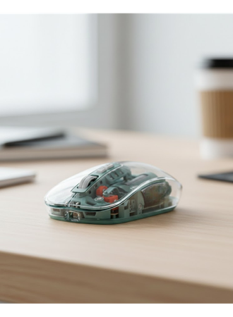 Bluetooth ve 2.4G USB Destekli Pilli Kablosuz Şeffaf Mouse